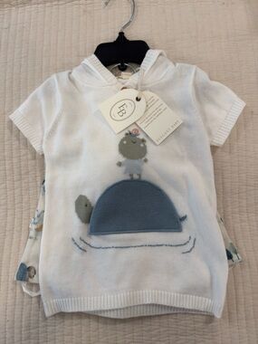 NWT Elegant Baby Pond Friends Organic Muslin Hooded Pullover And Short Set
